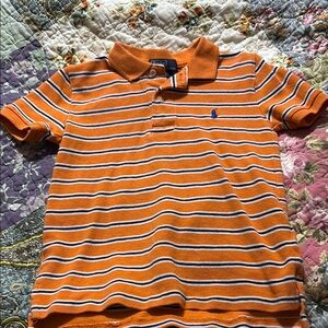 Polo by Ralph Lauren Orange and White Striped Polo
